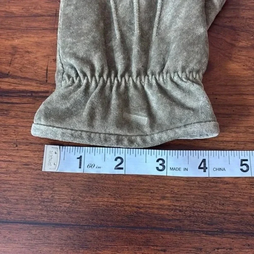 ARIS Women XL Vintage Sage Green Genuine Suede Leather‎ Gloves Feminine Winter